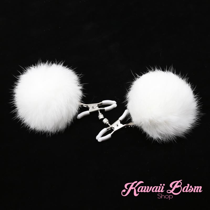Nipple Clamps women pink ponpon purple white restraints bondage submissive humiliation shop ddlg cglg mdlg little one girl kitten play ageplay by Kawaii Bdsm - Cute and Kinky / Worlwide Free and Disreet Shipping (1453588283444)