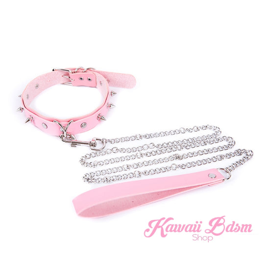 collar leash choker fashion goth sexy slave sub submissive ddlg cglg cglb mdlb mommy daddy little bondage black pink gothic fashion outfit petplay ageplay roleplay aesthetic white by Kawaii Bdsm - Cute and Kinky / Worldwide Free and Discreet Shipping (781560414260)