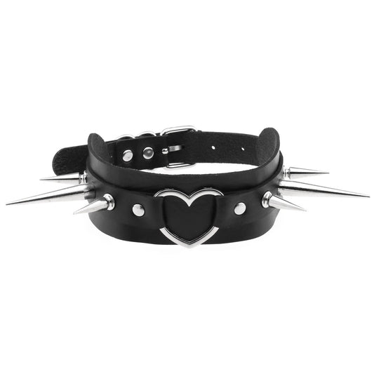 Brat heart collar choker spikes goth cute pet ddlg fashion kawaii bdsm