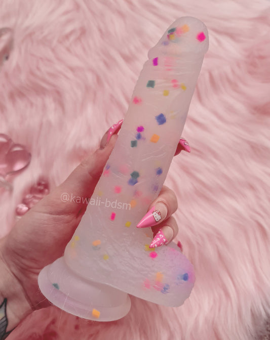 Rainbow colorful confetti dildo silicone toys suction cup pink ddlg by Kawaii BDSM - cute and kinky / Worldwide Free Shipping (4348483403828)