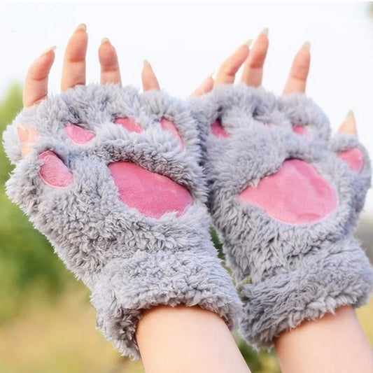 Plush Paw Fingerless Gloves (21118844935)