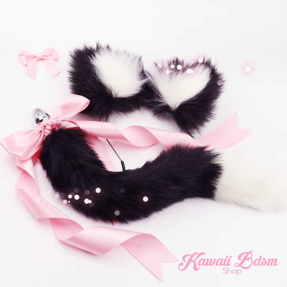 Black Tails & Ears Pet Set Kawaii Bdsm Black Tails & Ears Pet Set Kawaii Bdsm