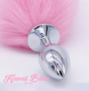 Pink vegan faux fur tail plug silicone stainless steel neko catgirl cat kittenplay kitten girl boy petplay pet sexy adult toys buttplug plug anal ass submissive goth creepy cute yami ddlg cgl mdlg mdlb ddlb little by Kawaii BDSM - cute and kinky / Worldwide Free Shipping (10940826823)