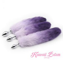 Ombre Purple White tail plug silicone stainless steel neko catgirl cat kittenplay kitten girl boy petplay pet sexy adult toys buttplug plug anal ass submissive ddlg cgl mdlg mdlb ddlb little by Kawaii BDSM - cute and kinky / Worldwide Free Shipping (11006324167)