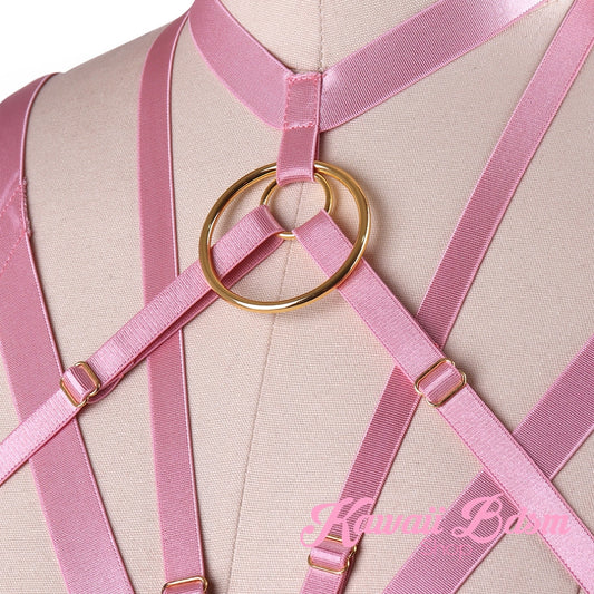 Harness Chest Body handmade bondage black sexy belt ddlg babygirl little one girl women submissive fetish fashion gothic goth pastel outfit little baby by Kawaii Bdsm - Cute and Kinky / Worldwide Free and Discreet Shipping (1006228209716)