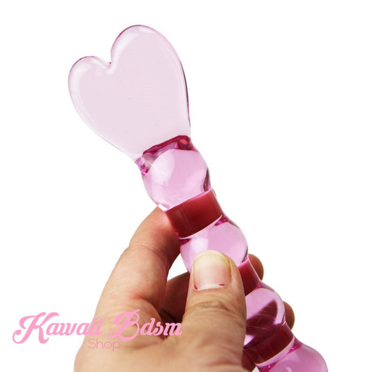 Bdsm Glass Dildo all Pink Heart Adult toy Wand Anal Plug Massager aesthetic kittenplay petplay sub bondage ddlg cglg babygirl mdlb by Kawaii Bdsm - Cute and Kinky / Worlwide Free and Disreet Shipping (10886416007)