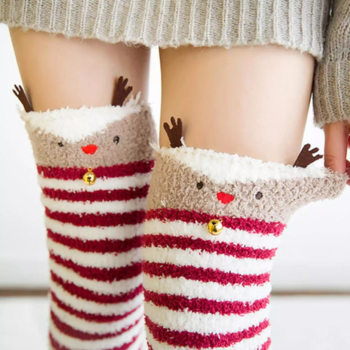 Reindeer Christmas Xmas Thigh Highs Socks ddlgworld kawaii bdsm