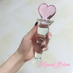 Bdsm Glass Dildo Pink Heart Adult toy Wand Massager aesthetic kittenplay petplay sub bondage ddlg cglg babygirl mdlb anal plug aesthetic baby boy sissy femboy  by Kawaii Bdsm - Cute and Kinky / Worlwide Free and Disreet Shipping (10885581575)