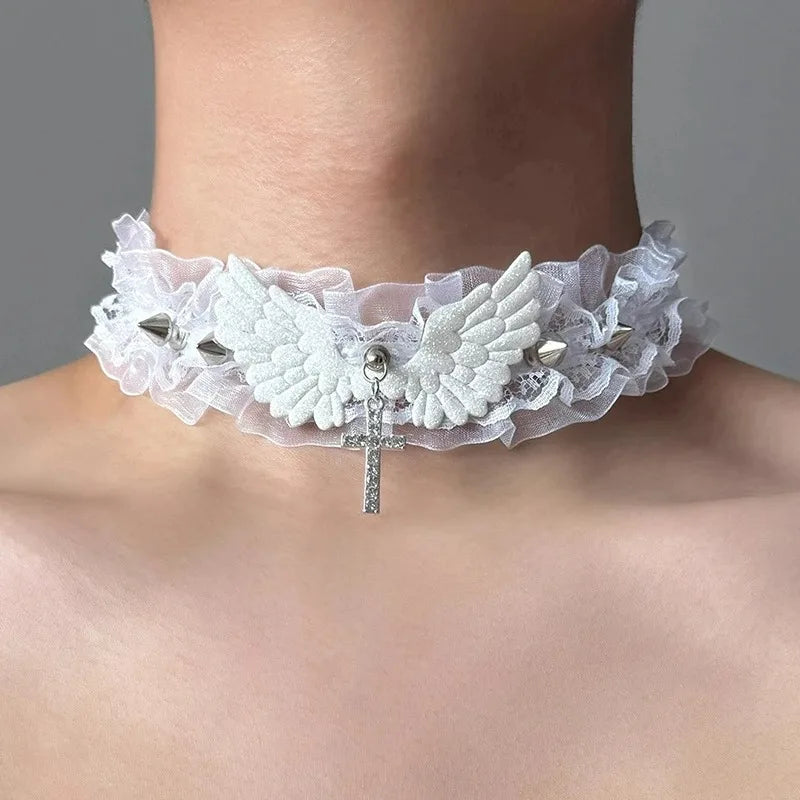 Angel Lace Choker & Leash Set