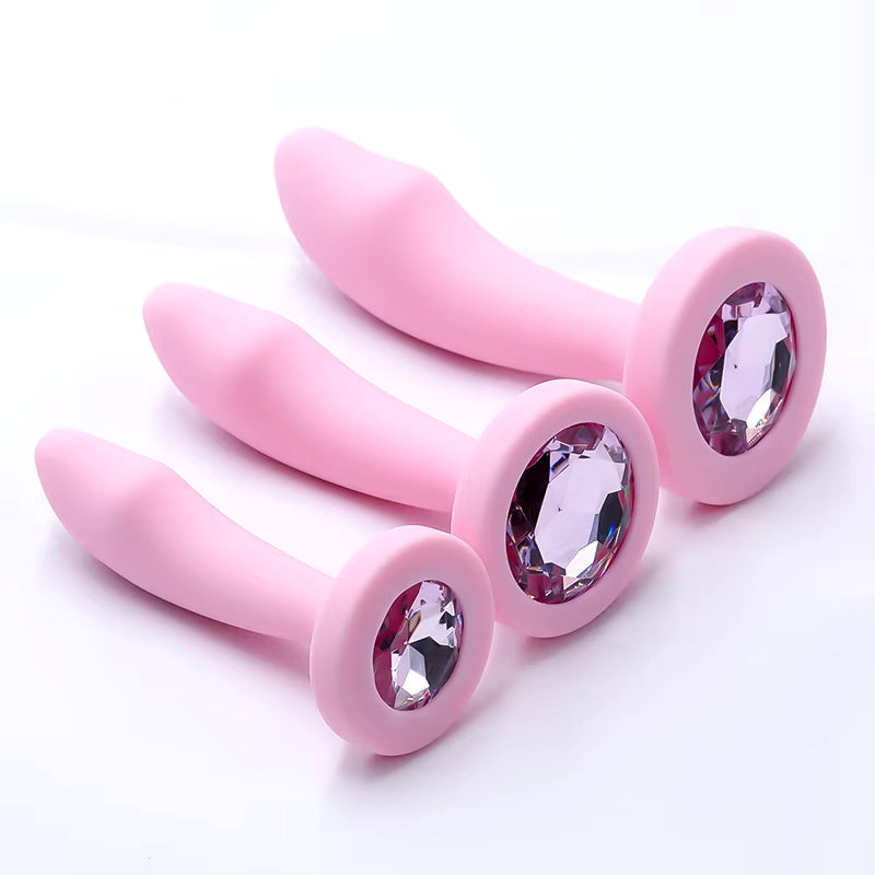 Curved Crystal Silicone ButtPlugs