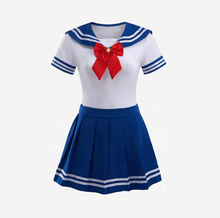 Sailor Moon onesie romper and pleated skirt set for Kawaii BDSM fashion, inclusive sizes from XS to XL