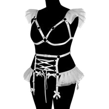 harness lingerie heart straps babygirl corset goth soft kawai bdsm