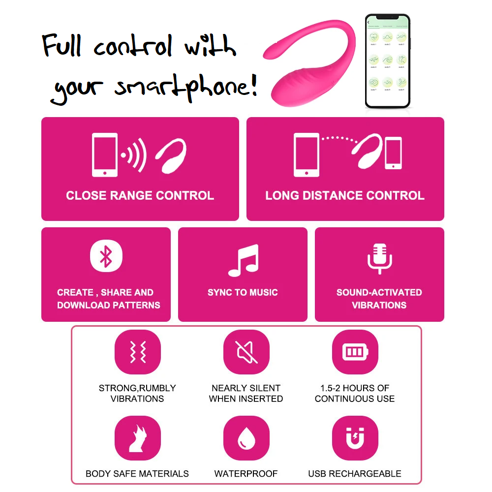 Remote control vibrador app with long-distance Bluetooth connectivity and interactive pleasure modes.
