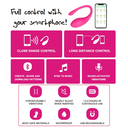 Remote control vibrador app with long-distance Bluetooth connectivity and interactive pleasure modes.