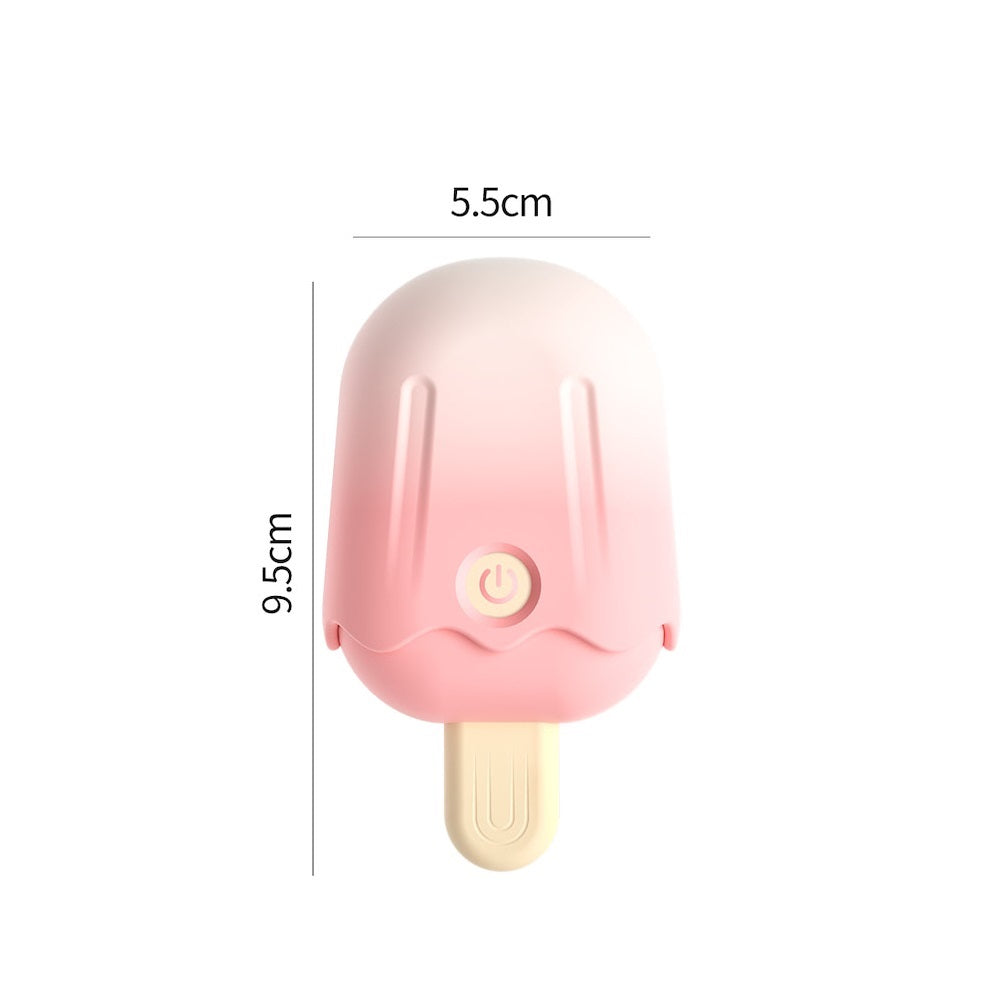 Size guide infographic of the pink popsicle sucker toy on a white background, displaying its compact dimensions of 9.9cm in height and 5.5cm in width.