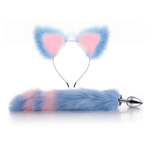blue and pink pastel high quality tails matching cat fox ears pet kitten cat play bdsm bondage ageplay ddlg cglg little one roleplay kawaii bdsm