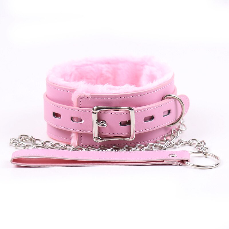 padlock collar leash set chain bondage kawaii cute pink red balck hgh quality leather vegan babygirl doll kitten petplay ageplay submissive kawaii bdsm shop