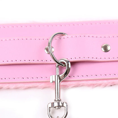 padlock collar leash set chain bondage kawaii cute pink red balck hgh quality leather vegan babygirl doll kitten petplay ageplay submissive kawaii bdsm shop