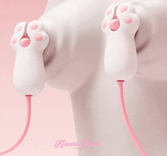 GIF of Kitten Paw vibrator pulsing at high frequency, demonstrating its soft clip-on action for nipple play.