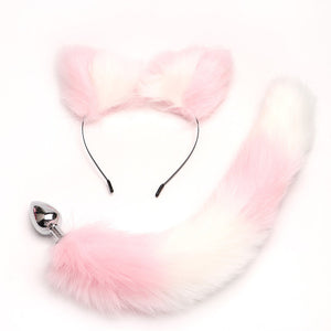 white and pink pastel high quality tails matching cat fox ears pet kitten cat play bdsm bondage ageplay ddlg cglg little one roleplay kawaii bdsm