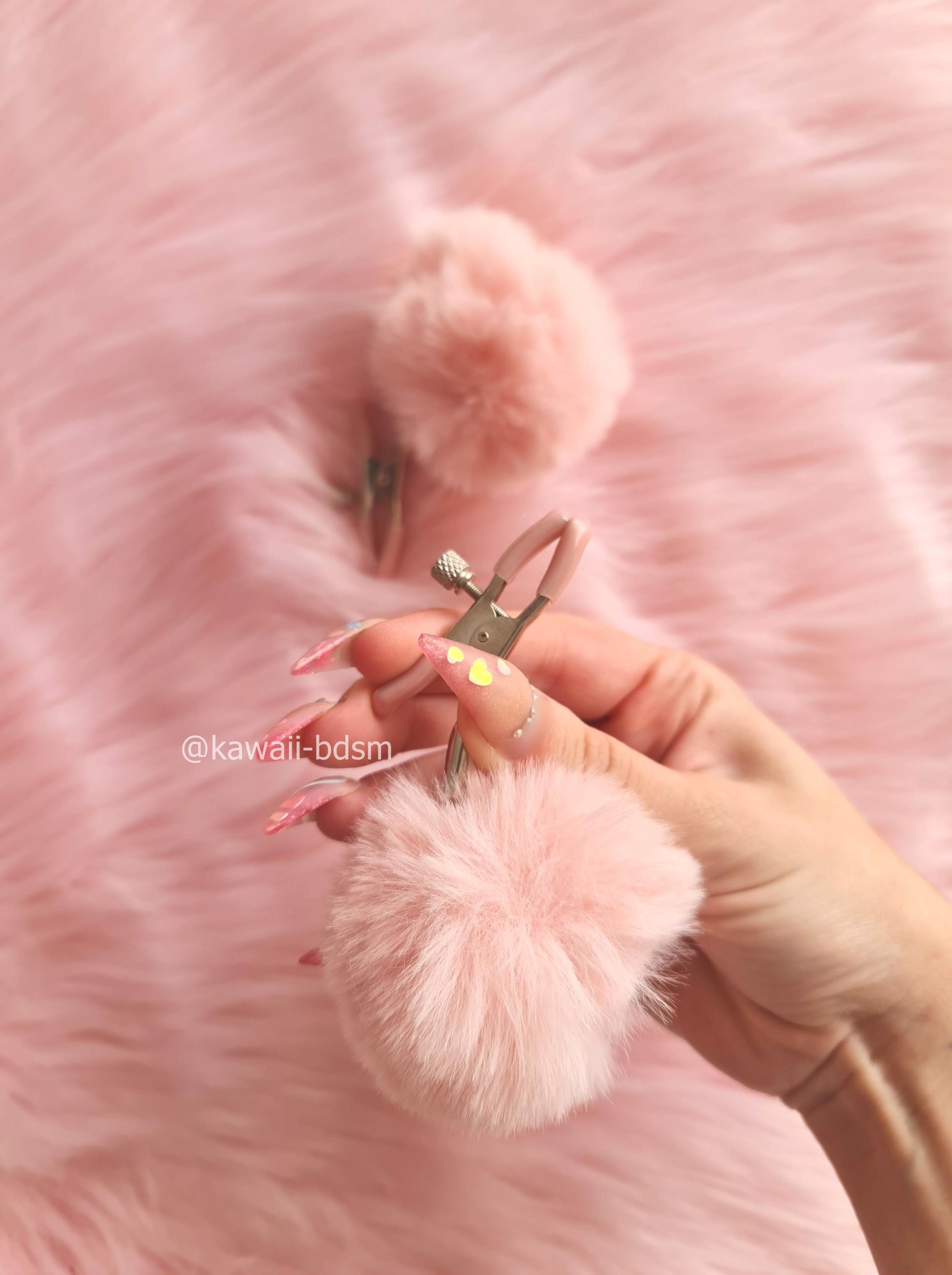 Nipple Clamps  pink ponpon restraints bondage submissive babygirl ddlgworld soft  Cute and Kinky / Worlwide Free and Disreet Shipping