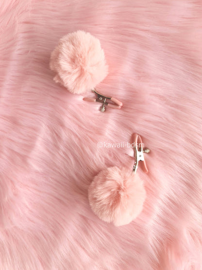 Nipple Clamps  pink ponpon restraints bondage submissive babygirl ddlgworld soft  Cute and Kinky / Worlwide Free and Disreet Shipping