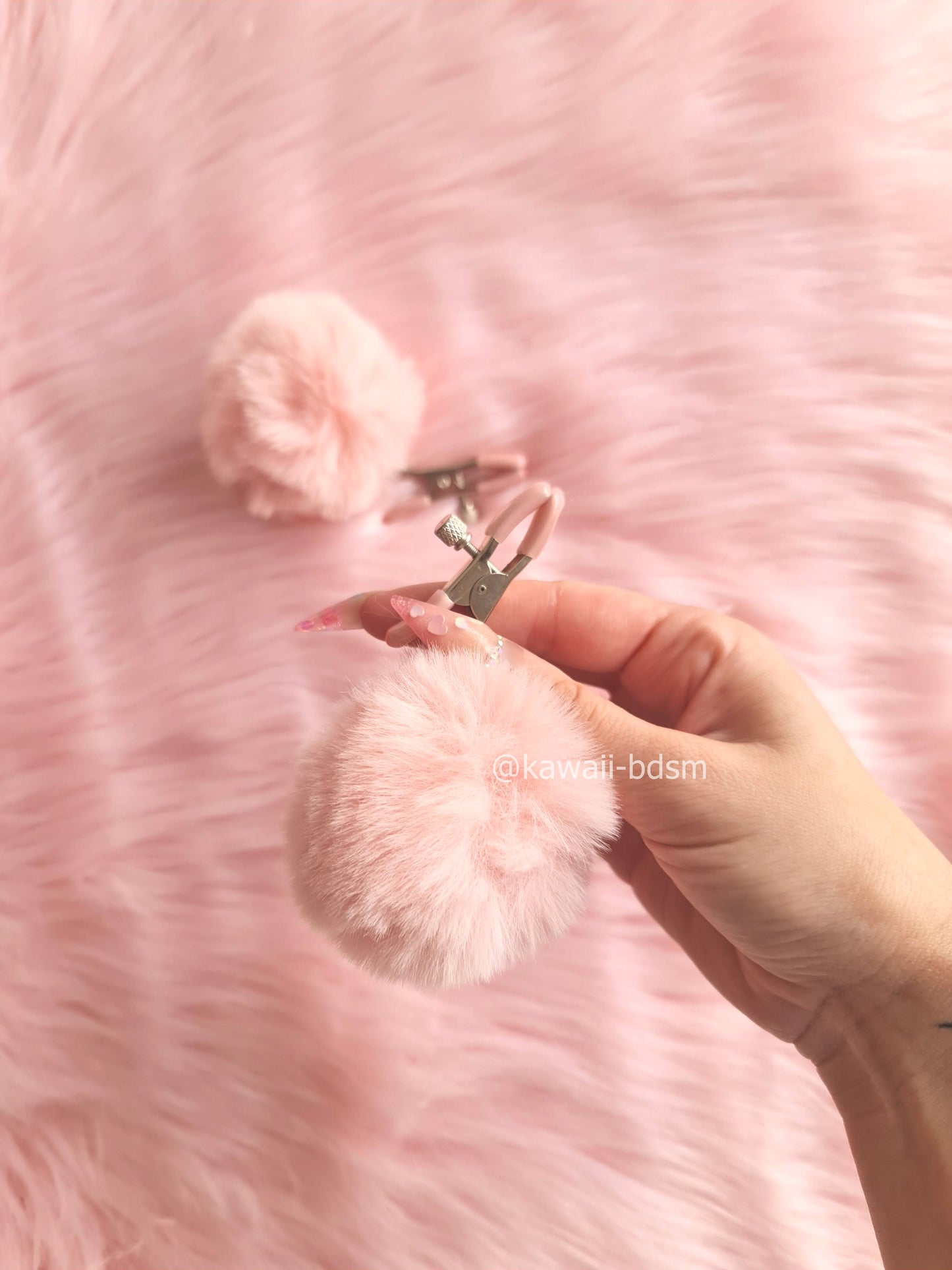 Nipple Clamps  pink ponpon restraints bondage submissive babygirl ddlgworld soft  Cute and Kinky / Worlwide Free and Disreet Shipping