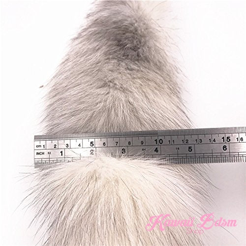 White Fluffy Fox Tail Plug (1579530125364)