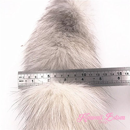 White Fluffy Fox Tail Plug (1579530125364)