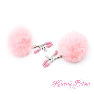 Nipple Clamps women pink ponpon purple white restraints bondage submissive humiliation shop ddlg cglg mdlg little one girl kitten play ageplay by Kawaii Bdsm - Cute and Kinky / Worlwide Free and Disreet Shipping  (1453588283444)