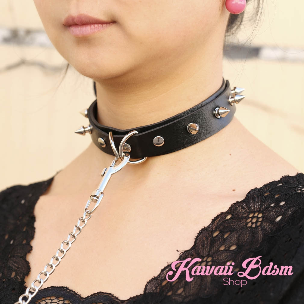 collar leash choker fashion goth sexy slave sub submissive ddlg cglg cglb mdlb mommy daddy little bondage black pink aesthetic white by Kawaii Bdsm - Cute and Kinky / Worldwide Free and Discreet Shipping  (781560414260)
