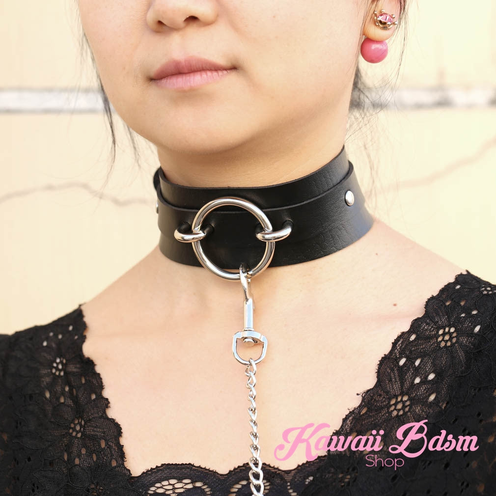 O ring choker collar brat sub submissive dom slave sexy leash chain training ddlg ddlb cglg cglb mdlg mdlb little boy girl pink black purple red goth fashion doll baby by Kawaii Bdsm - Cute and Kinky / Worldwide Free and Discreet Shipping   (1227641126964)