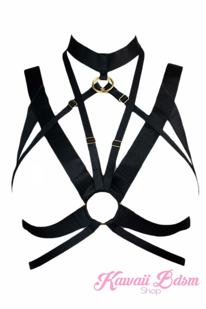 Harness Chest Body handmade bondage black sexy belt ddlg babygirl little one girl women submissive fetish fashion gothic goth pastel outfit little baby by Kawaii Bdsm - Cute and Kinky / Worldwide Free and Discreet Shipping  (1006228209716)