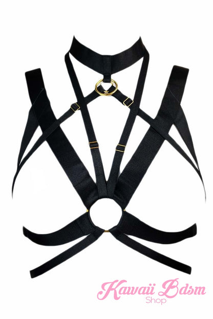 Harness Chest Body handmade bondage black sexy belt ddlg babygirl little one girl women submissive fetish fashion gothic goth pastel outfit little baby by Kawaii Bdsm - Cute and Kinky / Worldwide Free and Discreet Shipping  (1006228209716)