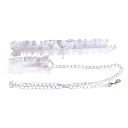 choker collar leash angel lace spike punk goth chain kawaii bdsm cute and inky 