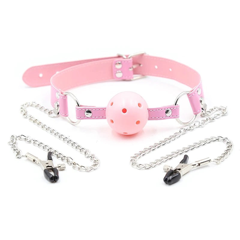 Ball Gag W/ Nipple Clamps