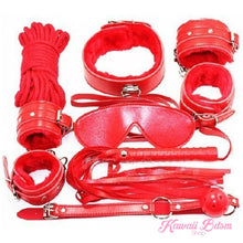 Bdsm kit Set 10 pcs pet bone gag hand cuffs collar leash ankle cuffs whip paddle nipple clamps  feather rope shibari bondage cute red aesthetic ddlg cglg mdlg ddlb mdlb little submissive restraints sex couple by Kawaii BDSM - cute and kinky / Worldwide Free Shipping (11017490567)