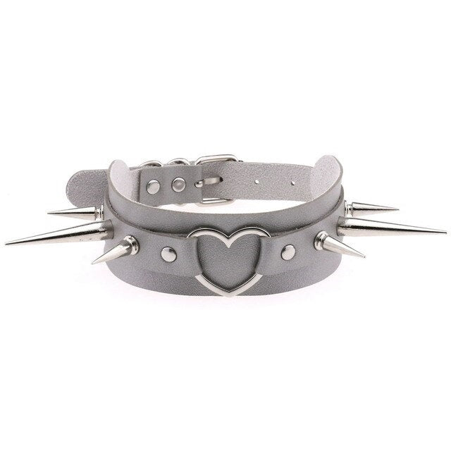 Brat heart collar choker spikes goth cute pet ddlg fashion kawaii bdsm 