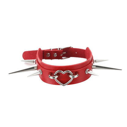 Brat heart collar choker spikes goth cute pet ddlg fashion kawaii bdsm 