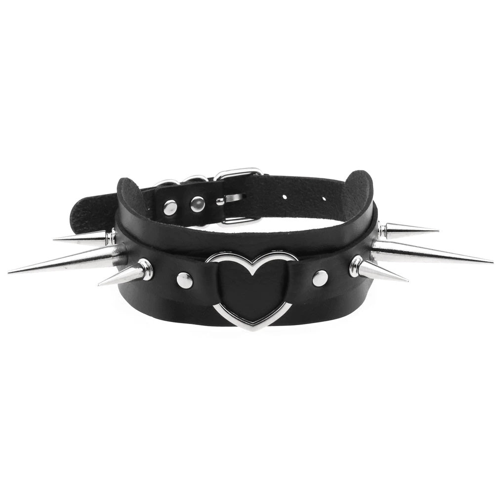 Brat heart collar choker spikes goth cute pet ddlg fashion kawaii bdsm 