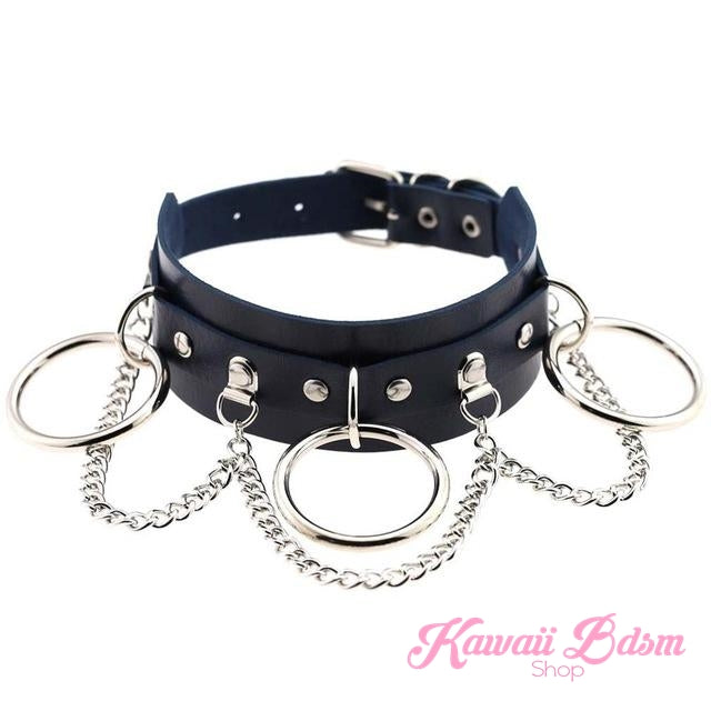 Classic brown vegan leather Brat collar with silver hardware, versatile alt-fashion accessory.
