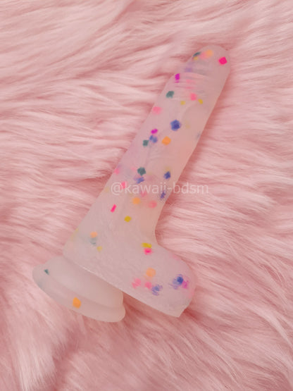 Rainbow colorful confetti dildo silicone toys suction cup pink ddlg by Kawaii BDSM - cute and kinky / Worldwide Free Shipping (4348483403828)