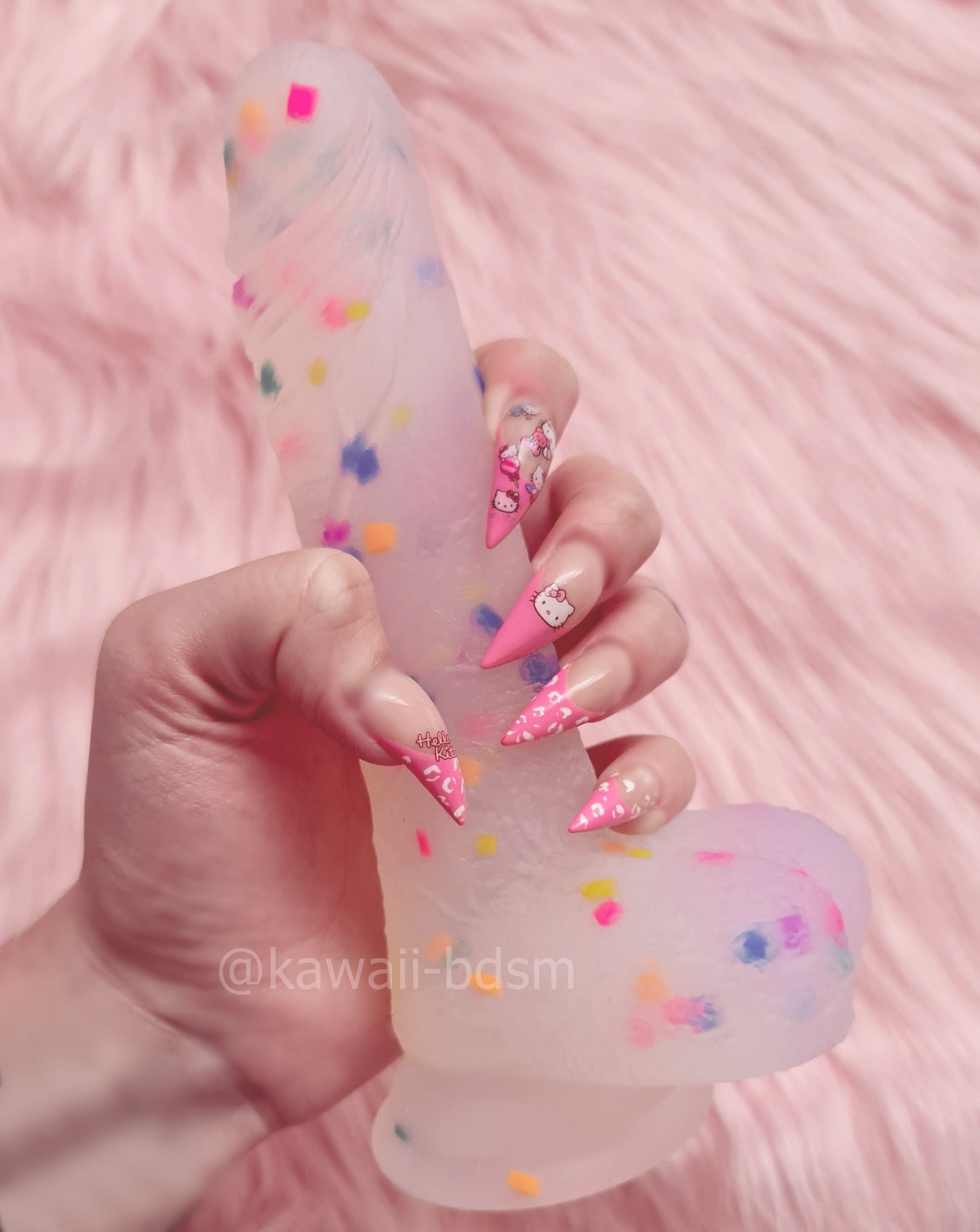 Rainbow colorful confetti dildo silicone toys suction cup pink ddlg by Kawaii BDSM - cute and kinky / Worldwide Free Shipping (4348483403828)