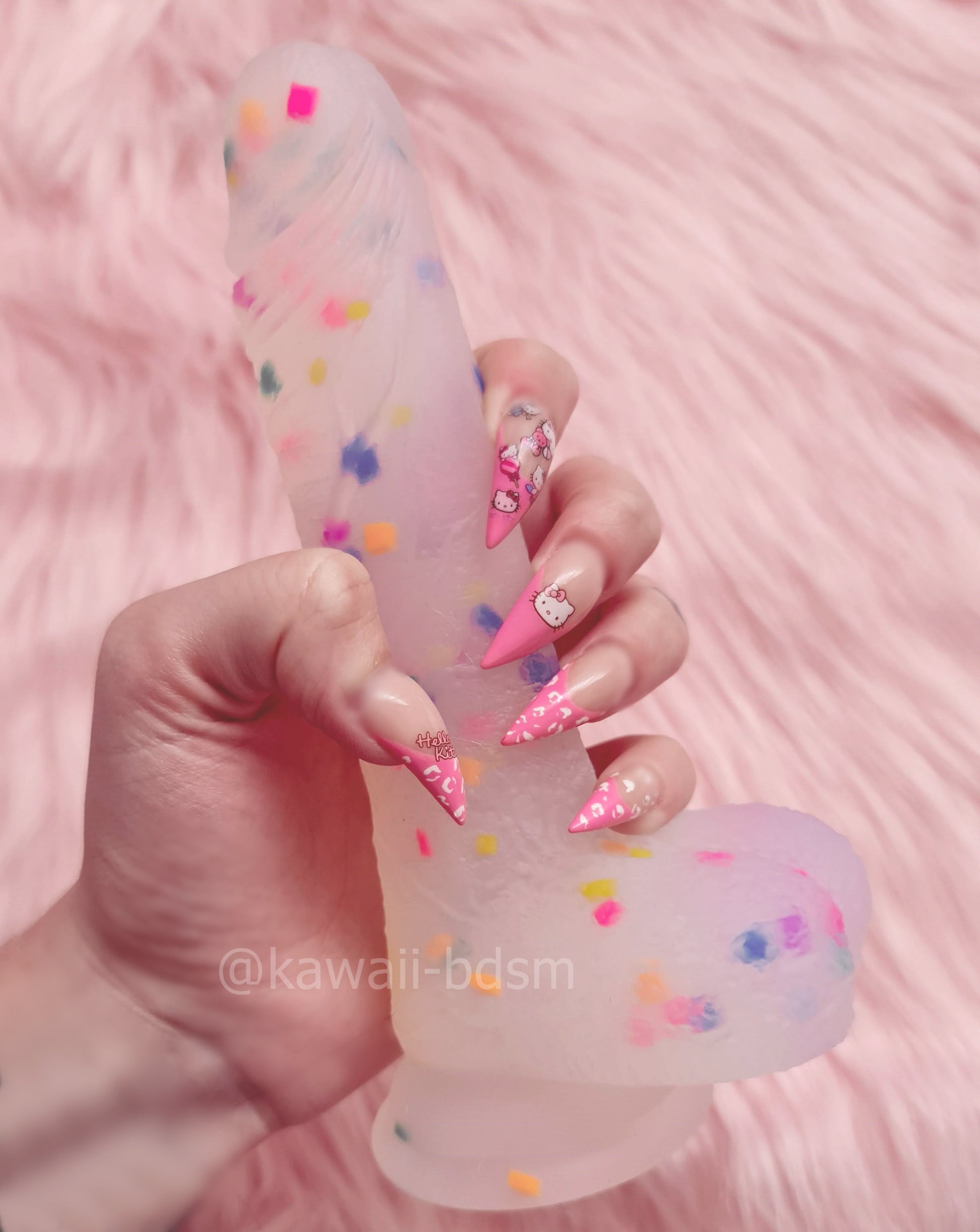 Rainbow colorful confetti dildo silicone toys suction cup pink ddlg by Kawaii BDSM - cute and kinky / Worldwide Free Shipping (4348483403828)