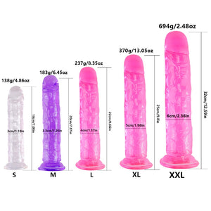 Jelly silicone dildo strap on harness compatible pink purple or transparent by Kawaii BDSM - cute and kinky / Worldwide Free Shipping