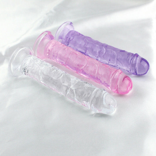 Jelly silicone dildo strap on harness compatible pink purple or transparent by Kawaii BDSM - cute and kinky / Worldwide Free Shipping