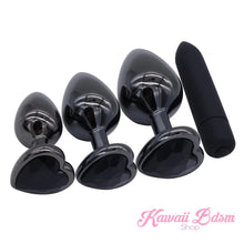Stainless Steel buttplugs vibrator kit heart shapped black babygirl sissy femboy aesthetic boy little cglg cglb mdlg mdlb ddlg ddlb agelay petplay kittenplay puppyplay fetish sex partner gift love couple goth kitten pet puppy by Kawaii BDSM - cute and kinky / Worldwide Free Shipping (443517337637)