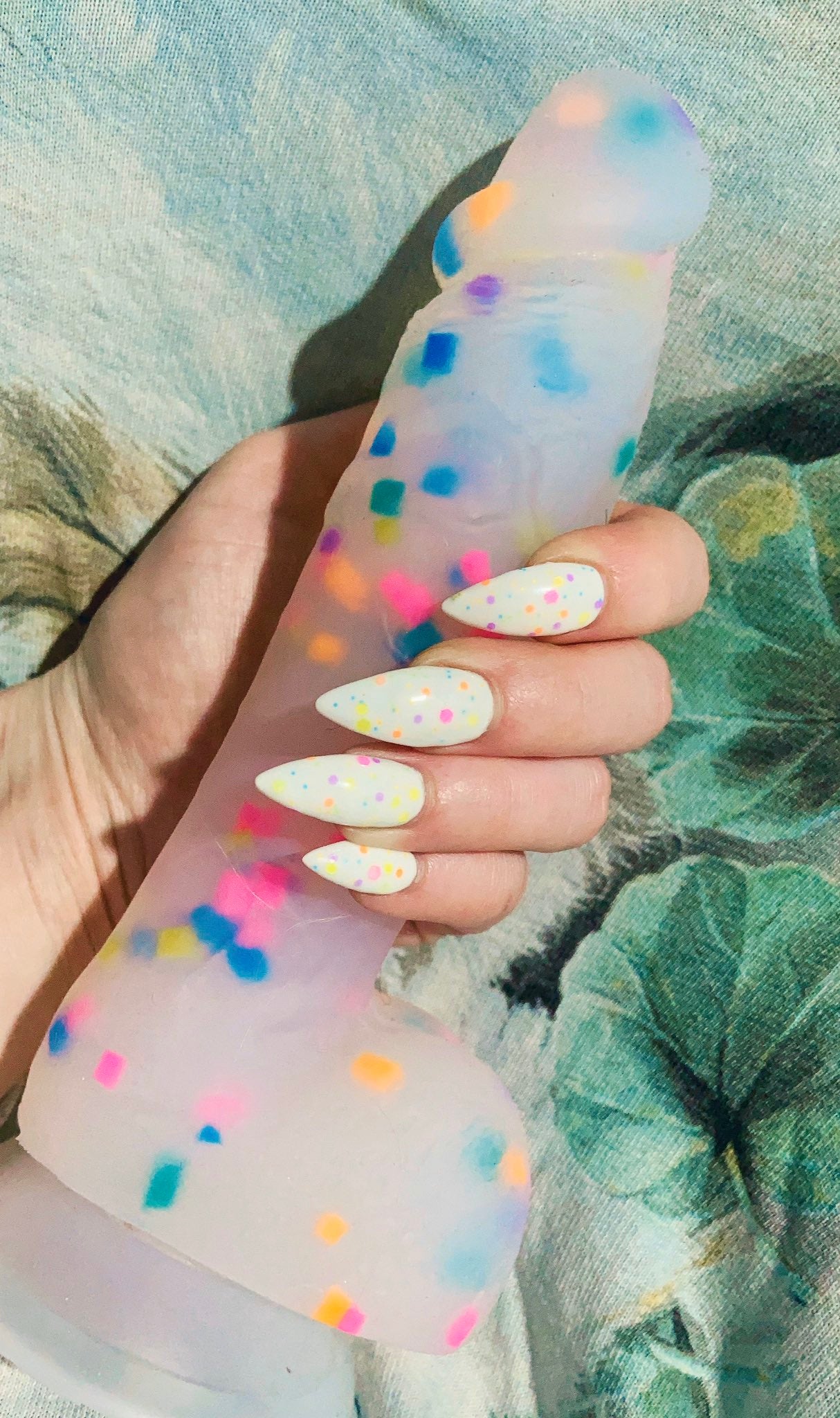 Rainbow colorful confetti dildo silicone toys suction cup pink ddlg by Kawaii BDSM - cute and kinky / Worldwide Free Shipping (4348483403828)