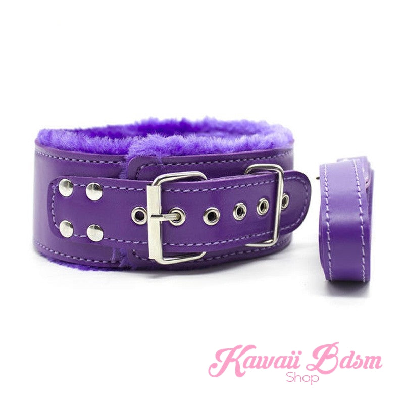 Purple Bondage kit set princess love couple gift 7pcs bdsm kawaii cute handcuffs gag collar leash shibari rope flogger wrist cuffs kittenplay petplay gear  (11017462151)
