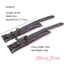 Bdsm bondage kit set vegan leather faux superior premium luxury restraints couple sex black collar hand cuffs ankle leash pet play kitten submissive sub slave by Kawaii Bdsm - cute and kinky / worldwide Free & Discreet Shipping (1227573755956)